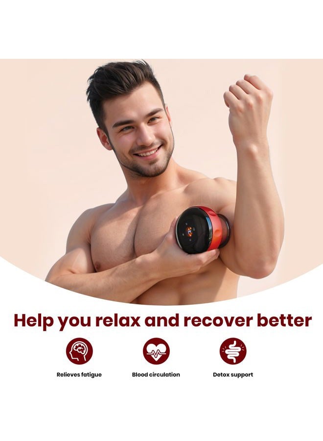 Becommend Smart Dynamic Cupping Therapy Set,Cellulite Massager 4 in 1 Vacuum Therapy Machine Cellulite Remover,Gua Sha Massage Tool with12 Level Temperature and Suction, 12 Level Red - Image 4