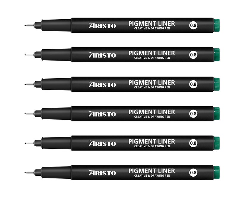 Aristo Precision Pigment Liners Fineliner Set 6 Fine Tip Drawing Pens for Artists Waterproof Archival Black Ink Ideal for Illustrations Sketching Technical Drawing - Image 1