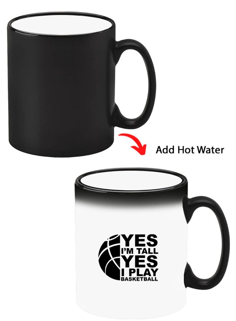 Theodor Color Changing Heat Sensitive Ceramic Mug, Image Revealed When HOT Liquid is Added! Basketball black - Image 1