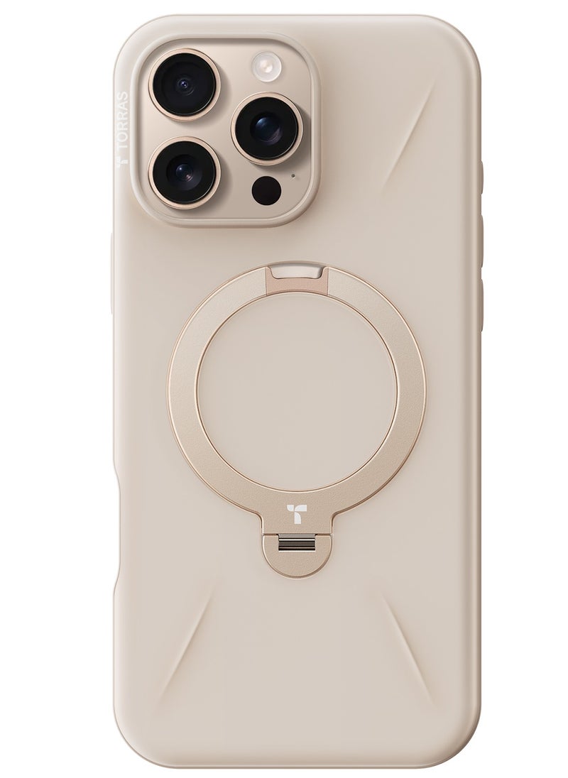 TORRAS 360° Spin Mag Stand for iPhone 16 Pro Max Case, Fit for Magsafe, Mil-STD Protective Hard PC Scratch-Resistant Ostand Case for iPhone 16 Pro Max Phone Case Desert Gold  - Image 1