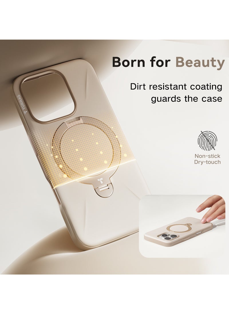 TORRAS - 360° Spin Mag Stand for iPhone 16 Pro Max Case, Fit for Magsafe, Mil-STD Protective Hard PC Scratch-Resistant Ostand Case for iPhone 16 Pro Max Phone Case Desert Gold - Image 1