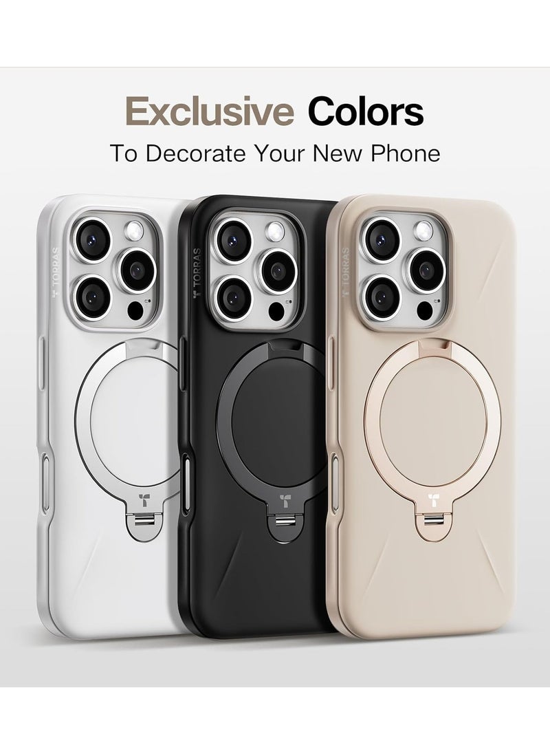 TORRAS - 360° Spin Mag Stand for iPhone 16 Pro Max Case, Fit for Magsafe, Mil-STD Protective Hard PC Scratch-Resistant Ostand Case for iPhone 16 Pro Max Phone Case Desert Gold - Image 1