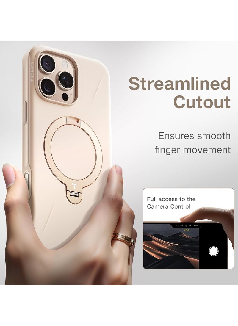 TORRAS - 360° Spin Mag Stand for iPhone 16 Pro Max Case, Fit for Magsafe, Mil-STD Protective Hard PC Scratch-Resistant Ostand Case for iPhone 16 Pro Max Phone Case Desert Gold - Image 1