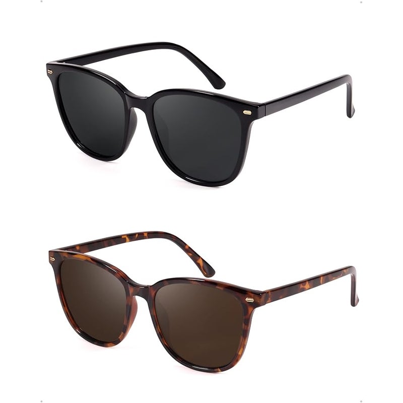 فيميلو FIMILU 2 Packs Sunglasses for Women Polarized UV400 Protection Lens Big Frame Fashion Glasses Trendy Stylish Shade - Image 1