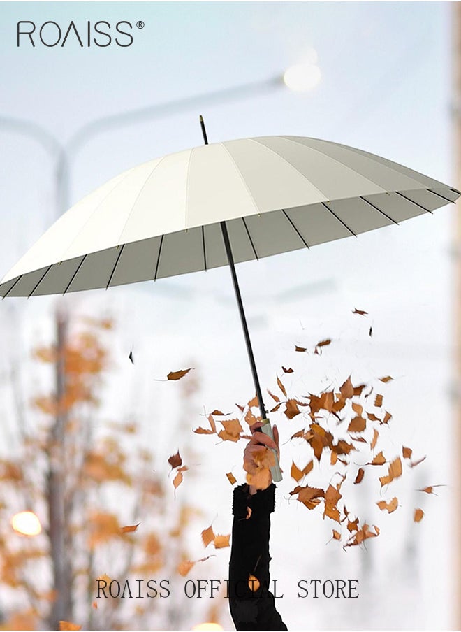 roaiss - Unisex Business Straight Long Handle Umbrella 24 Rib Reinforced Fiber Skeleton Golf Umbrella 45.3 Inch Enlarge Umbrella Cover Three Layers Waterproof Wind Resistant Umbrella - Image 1