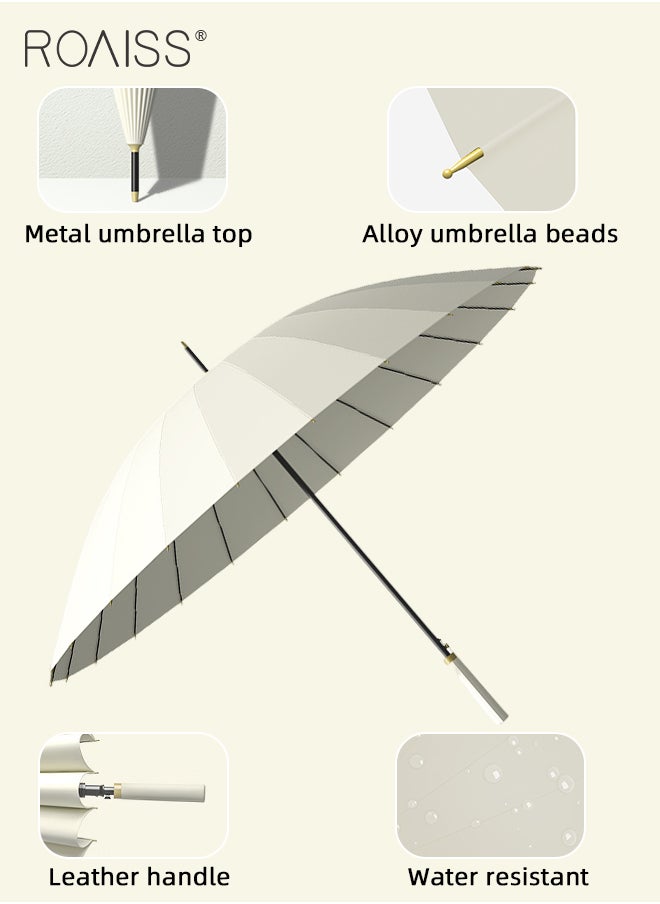 roaiss - Unisex Business Straight Long Handle Umbrella 24 Rib Reinforced Fiber Skeleton Golf Umbrella 45.3 Inch Enlarge Umbrella Cover Three Layers Waterproof Wind Resistant Umbrella - Image 1
