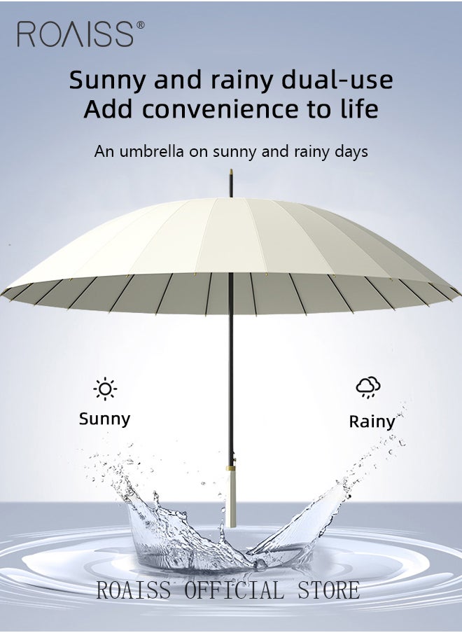 roaiss - Unisex Business Straight Long Handle Umbrella 24 Rib Reinforced Fiber Skeleton Golf Umbrella 45.3 Inch Enlarge Umbrella Cover Three Layers Waterproof Wind Resistant Umbrella - Image 1