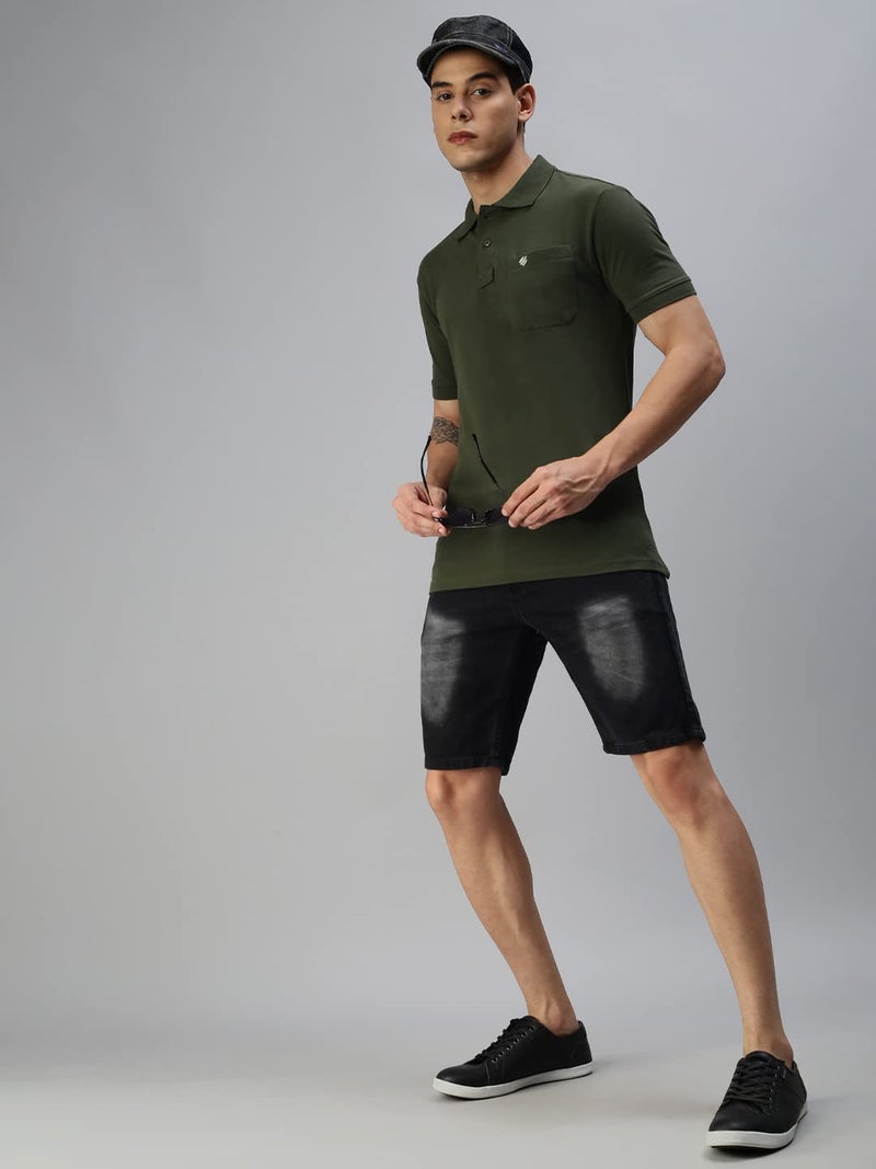 ONN Men's Solid Regular Fit Polo NC432_OL_1PC_Olive_Medium: 90-95 Cms - Image 5