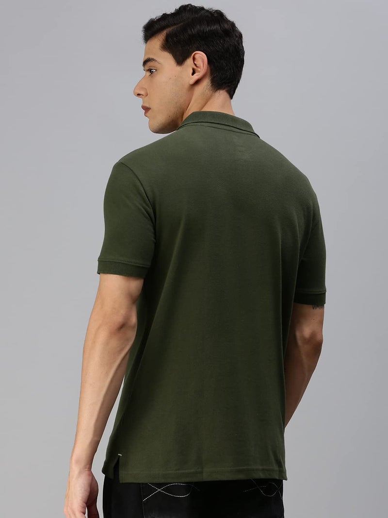 ONN Men's Solid Regular Fit Polo NC432_OL_1PC_Olive_Medium: 90-95 Cms - Image 4