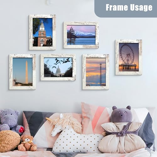 BESCRCL 4x6 Picture Frame with Real Glass Set of 6, Distressed White Wooden Frame 4 x 6 for Wall or Tabletop - Image 3