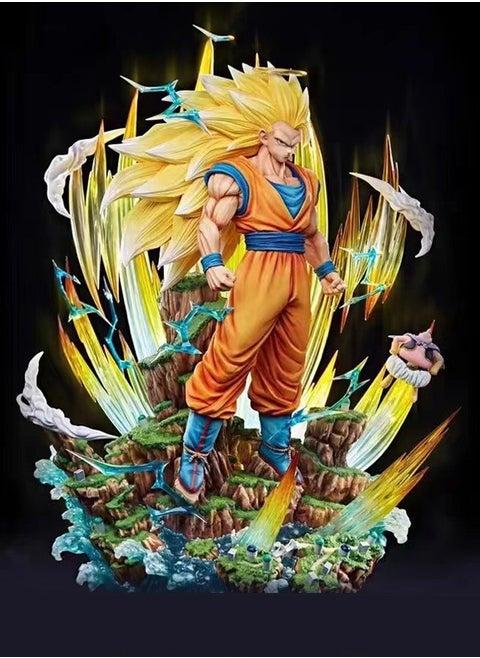 Dragon Ball Infinite Super Three Son Goku Action Figure Decorative Resin Sculpture Home Decor Statue, Art Figurine Home Decor, Suitable for Office, Living Room, Bedroom, Bookshelf, TV Cabinet, Desktop