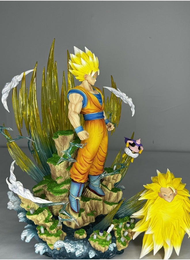 Dragon Ball Infinite Super Three Son Goku Action Figure Decorative Resin Sculpture Home Decor Statue, Art Figurine Home Decor, Suitable for Office, Living Room, Bedroom, Bookshelf, TV Cabinet, Desktop