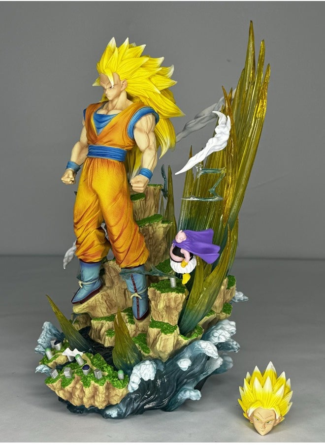 Dragon Ball Infinite Super Three Son Goku Action Figure Decorative Resin Sculpture Home Decor Statue, Art Figurine Home Decor, Suitable for Office, Living Room, Bedroom, Bookshelf, TV Cabinet, Desktop