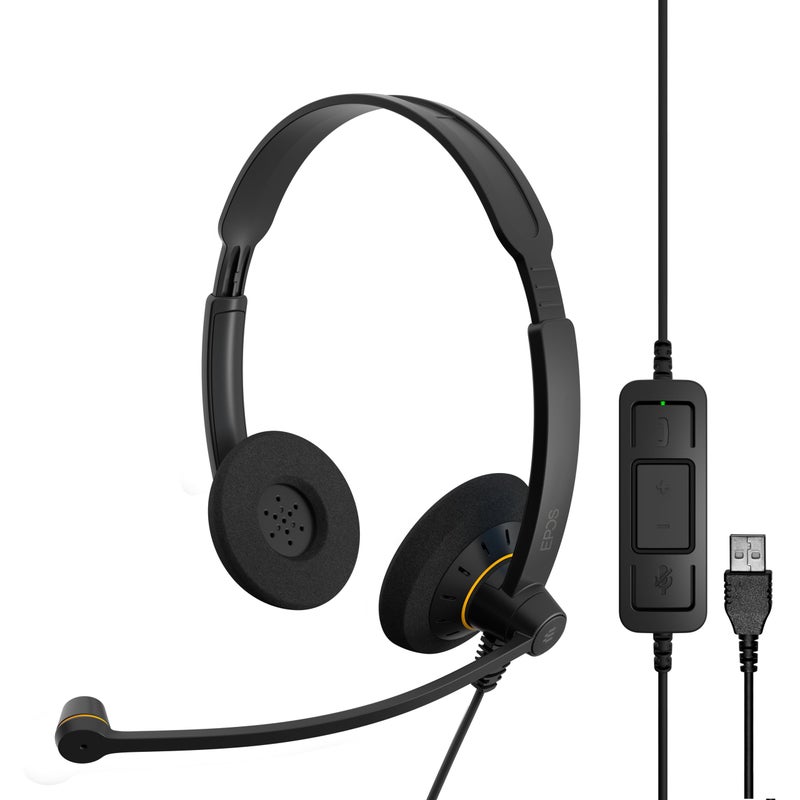 EPOS Sennheiser Consumer Audio SC 60 USB ML (504547) - Double-Sided Business Headset | For Skype for Business | with HD Sound, Noise-Cancelling Microphone, & USB Connector (Black) - Image 1