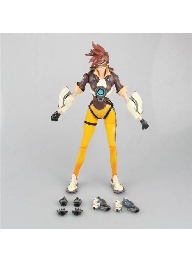 general Overwatch Pioneer Tracer Sky Hunting Pilot Flash Sky Hunting Movable Doll Model Decoration Desktop Decoration Toy Gift for Family and Friends - Image 1