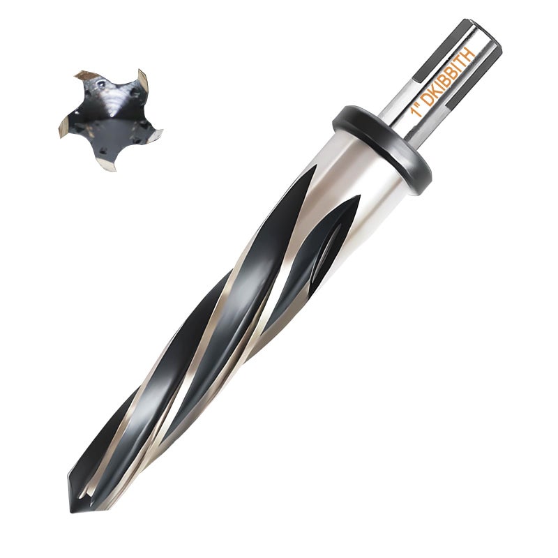 DKIBBITH 1” Bridge Construction Reamer Drill Bit, M2 HSS Taper Chucking Reamer for Steel Alloy Metal Wood Plastic, 1/2" Non-Slip Shank, 5-Spiral Flutes Car Reamer, to Align or Enlarge Holes, 25mm - Image 1