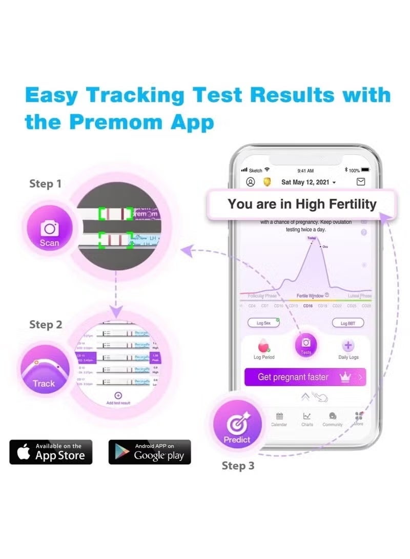إيزي آت هوم شرائط اختبار التبويض Easy@Home، عبوة من 25 شريطًا لاختبار الخصوبة، مجموعة التنبؤ بالتبويض - Image 3