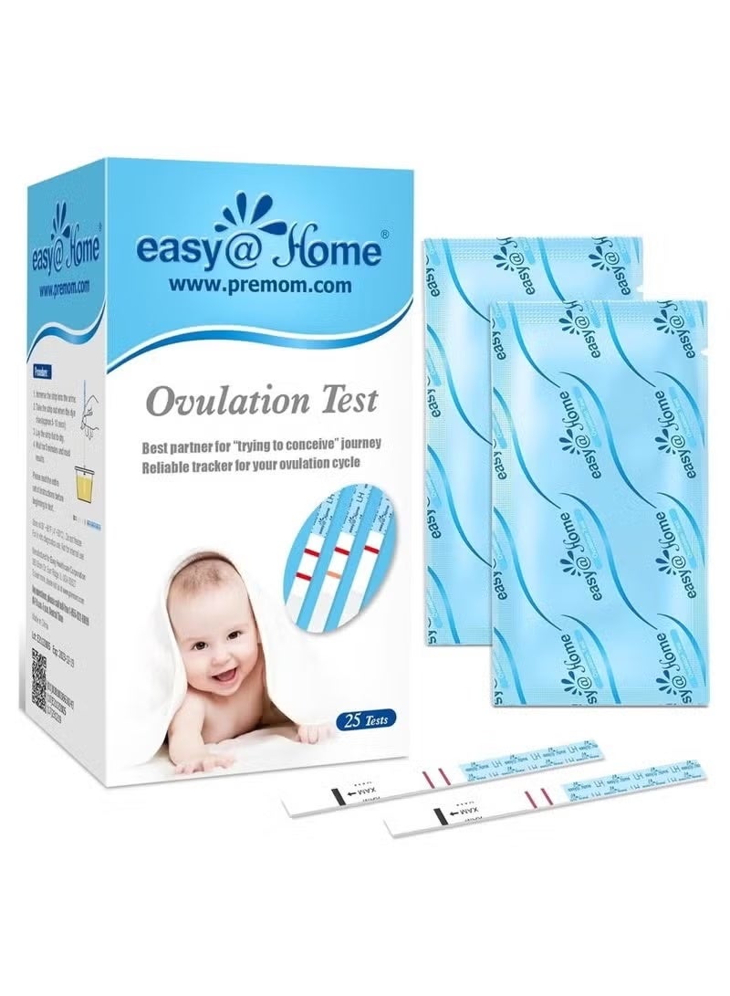 إيزي آت هوم شرائط اختبار التبويض Easy@Home، عبوة من 25 شريطًا لاختبار الخصوبة، مجموعة التنبؤ بالتبويض - Image 1