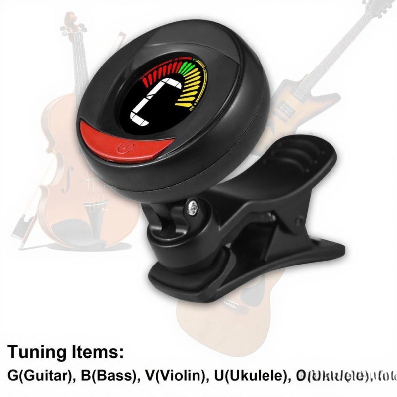 Rowin Clip On Tuner: Black Mini Size, Vibration Pickup, Color Rotatable Backlight Screen - Multi-Instrument Tuning Range, For Guitar Bass Violin Ukulele Chromatic Use - Image 3