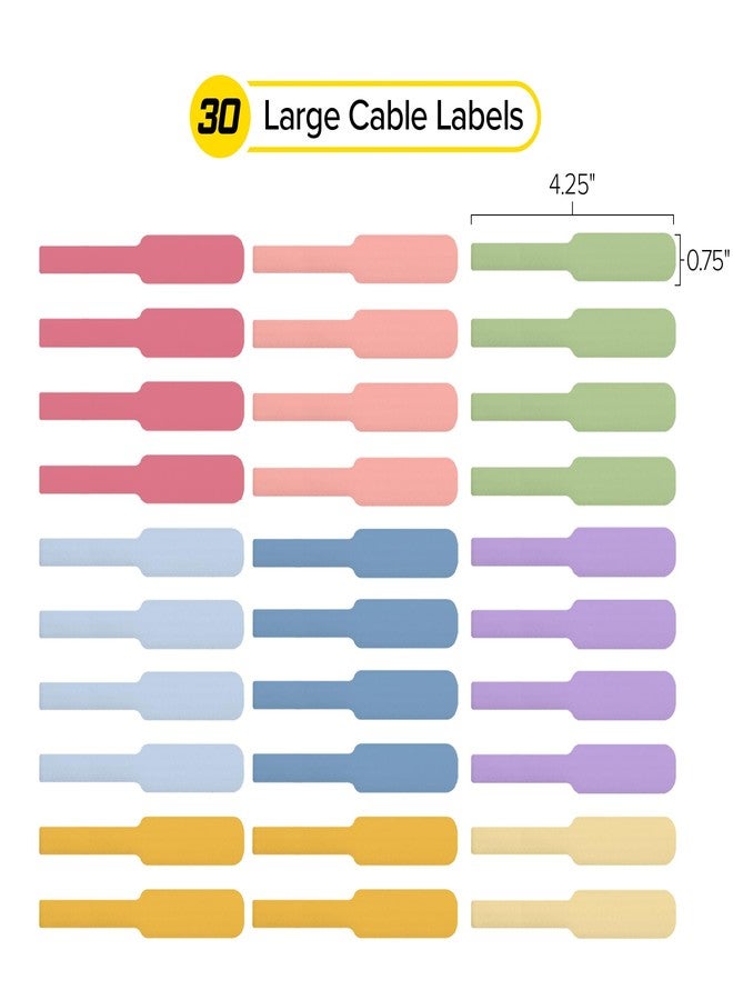 Wrap-It Storage Cable Labels - Large, Macaron (30-Pack) - Colorful Write-On Tags for Basement and Office Organizing - Image 4