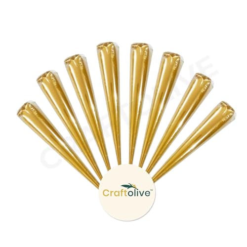 Craftolive Golden Ceramic Cones (Liquid Paste) for Arts & Crafts, Lippan Art and Decorative Purposes, Pack of 8 Cones - Image 1