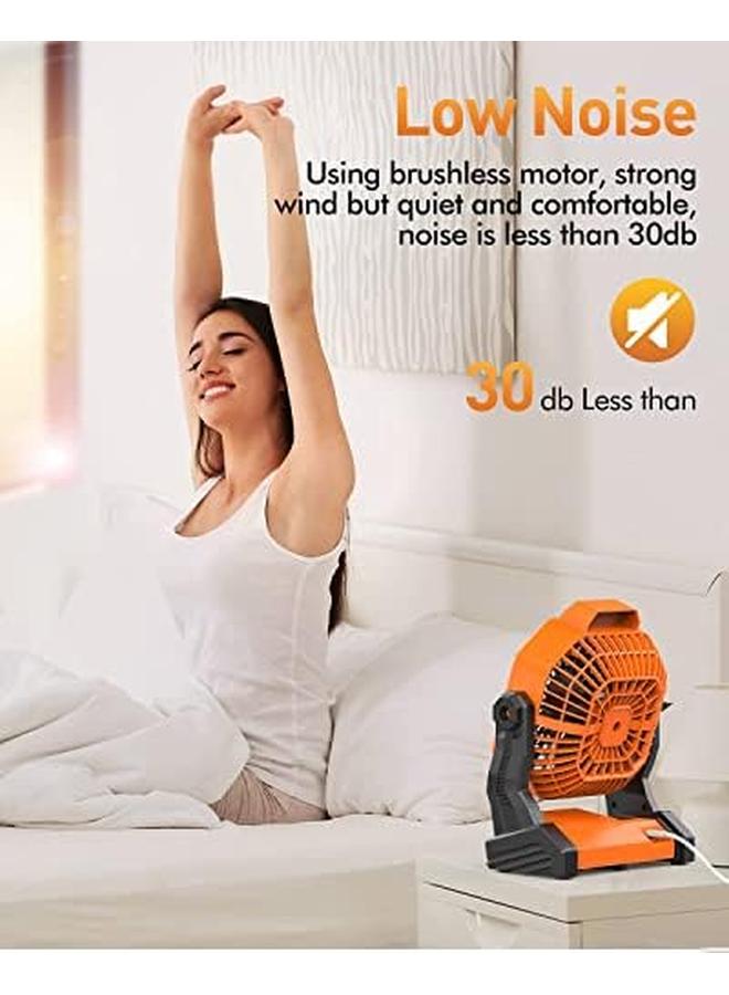 WAMBORY Portable Fan Rechargeable Outdoor Camping Fan With Led Lantern And Hook Usb Small Desk Fan Cordless Fan For Bedroom Table Home Office Tent Travel Bbq Aa - Image 3