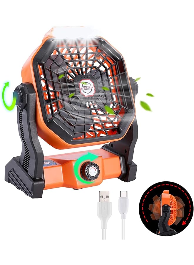 WAMBORY Portable Fan Rechargeable Outdoor Camping Fan With Led Lantern And Hook Usb Small Desk Fan Cordless Fan For Bedroom Table Home Office Tent Travel Bbq Aa - Image 1