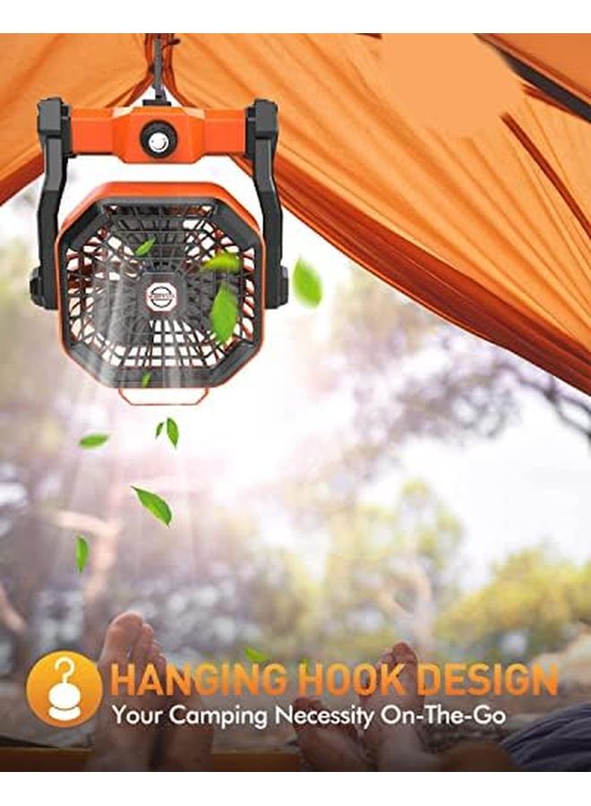 WAMBORY Portable Fan Rechargeable Outdoor Camping Fan With Led Lantern And Hook Usb Small Desk Fan Cordless Fan For Bedroom Table Home Office Tent Travel Bbq Aa - Image 4