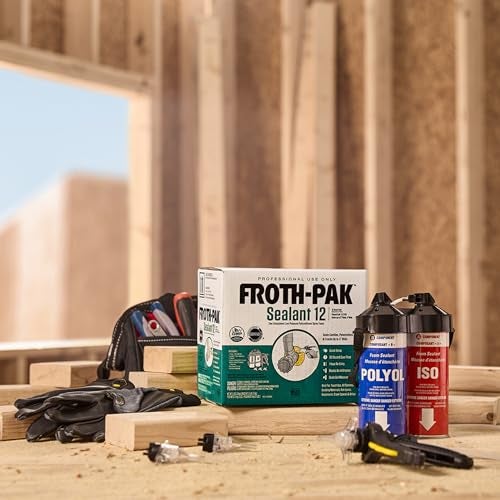 AWF PRO Froth-Pak 12 Spray Foam Sealant Kit, 3ft Hose, 2-Pack. Low GWP Formula. Seals Cavities, Penetrations & Gaps. Yields Up to 12 Board ft. at 2” Thick, 4” Width. Two Component, Polyurethane, Closed Cell - Image 5