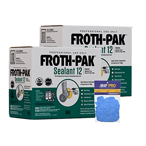 AWF PRO Froth-Pak 12 Spray Foam Sealant Kit, 3ft Hose, 2-Pack. Low GWP Formula. Seals Cavities, Penetrations & Gaps. Yields Up to 12 Board ft. at 2” Thick, 4” Width. Two Component, Polyurethane, Closed Cell - Image 1