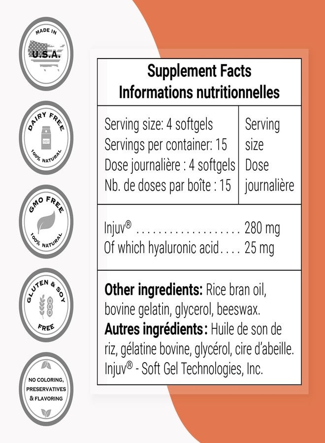Supersmart - Injuv Hyaluronic Acid 280mg per Day (Highly Bioavailable) - Patented Hyaluronic Acid HA Supplement - Skin & Joints | Gluten Free - 60 Softgels - Image 2