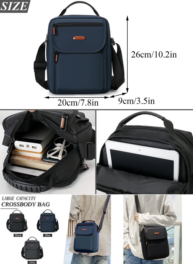 Qiccijoo Crossbody Shoulder Bag for Men or Women Casual Messenger Bag Sling Bag Travel Bag for Business Office School Hiking Satchel Bags Work Bag Handbag Purse(Blue) - Image 2
