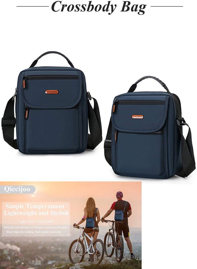 Qiccijoo Crossbody Shoulder Bag for Men or Women Casual Messenger Bag Sling Bag Travel Bag for Business Office School Hiking Satchel Bags Work Bag Handbag Purse(Blue) - Image 3