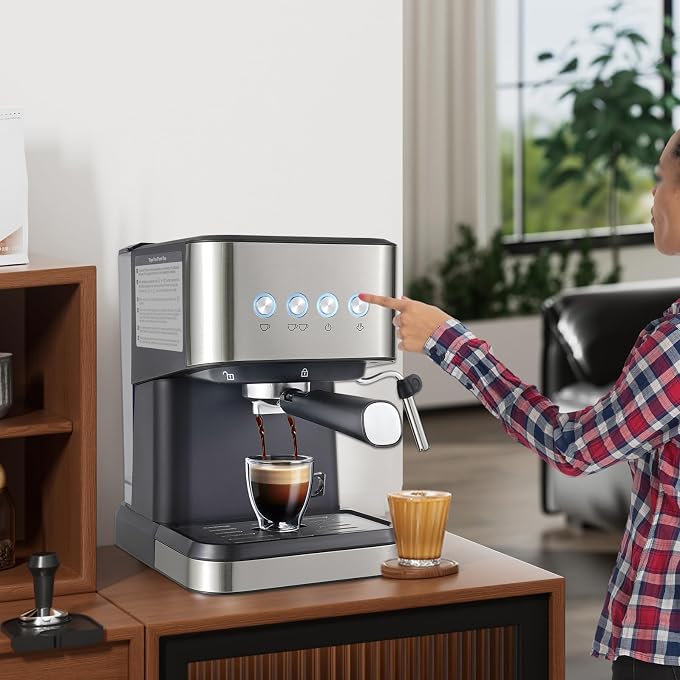 Semi-Automatic Espresso Machine with Large 50.73oz Water Tank, Adjustable Steam Nozzle for Milk Froth, Cup Warmer, and Features for Home Use - Image 2
