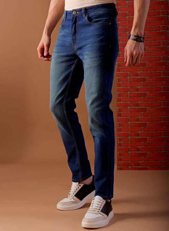 ذا انديان كراج كو Men Slim Fit Solid Low-Rise Stretchable Jeans