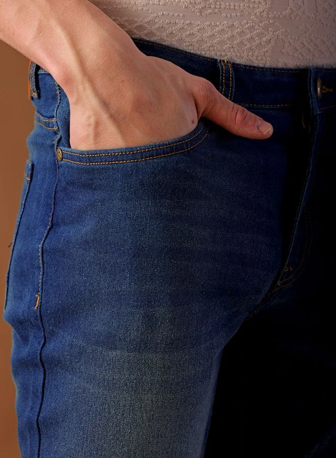 ذا انديان كراج كو Men Slim Fit Solid Low-Rise Stretchable Jeans