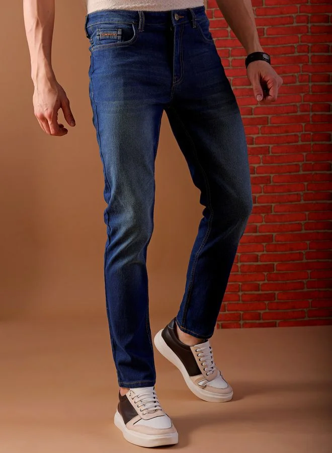 ذا انديان كراج كو Men Slim Fit Solid Low-Rise Stretchable Jeans