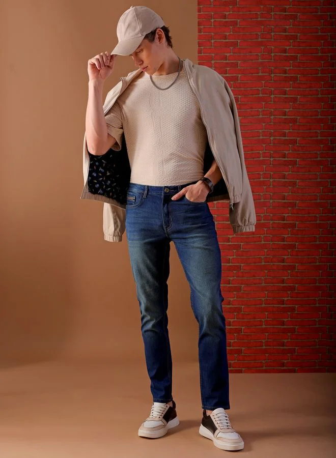 ذا انديان كراج كو Men Slim Fit Solid Low-Rise Stretchable Jeans
