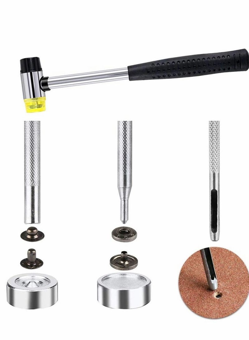 Excefore Snap Fasteners Kit for Leather, 120 Set 12mm Metal Button Snaps Press Studs with 4 Setter Tools, 1 Hammer, Color Leather Clothes, Jackets, Jeans Wears, Bracelets, Bags  - Image 4