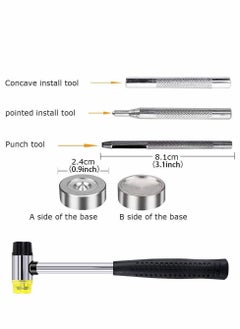 Excefore Snap Fasteners Kit for Leather, 120 Set 12mm Metal Button Snaps Press Studs with 4 Setter Tools, 1 Hammer, Color Leather Clothes, Jackets, Jeans Wears, Bracelets, Bags  - Image 5