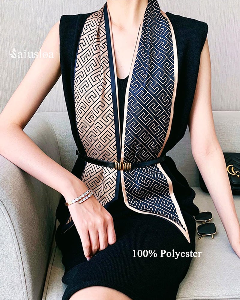 Saiusloa Purse Scarf For Handbags Head Scarves For Women's Hair Bags Scarfs Long Skinny Scarves Fashion Silky For Headbands-A9 - Image 2