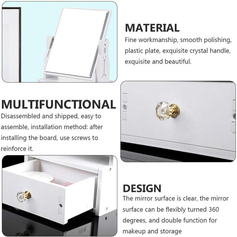 woobles Portable Vanity Mirror Desk Makeup Mirror with Drawer Vanity Table Cosmetic Mirror with Wood Storage Organizer for Bathroom Dresser Vanity Countertop (Rabbit) Travel Jewlry Cases Rabbit - Image 3