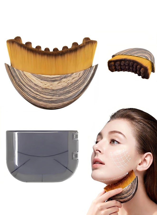 2PCS Lymphatic contour facial brush, facial brush, facial lymphatic drainage massager, chin and jawline carving, ergonomically designed to accurately fit the skin and relieve fatigue (brush+cover) - Image 1