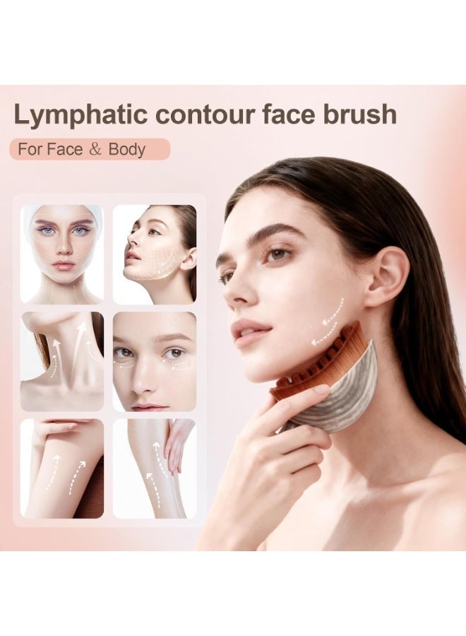 2PCS Lymphatic contour facial brush, facial brush, facial lymphatic drainage massager, chin and jawline carving, ergonomically designed to accurately fit the skin and relieve fatigue (brush+cover) - Image 2