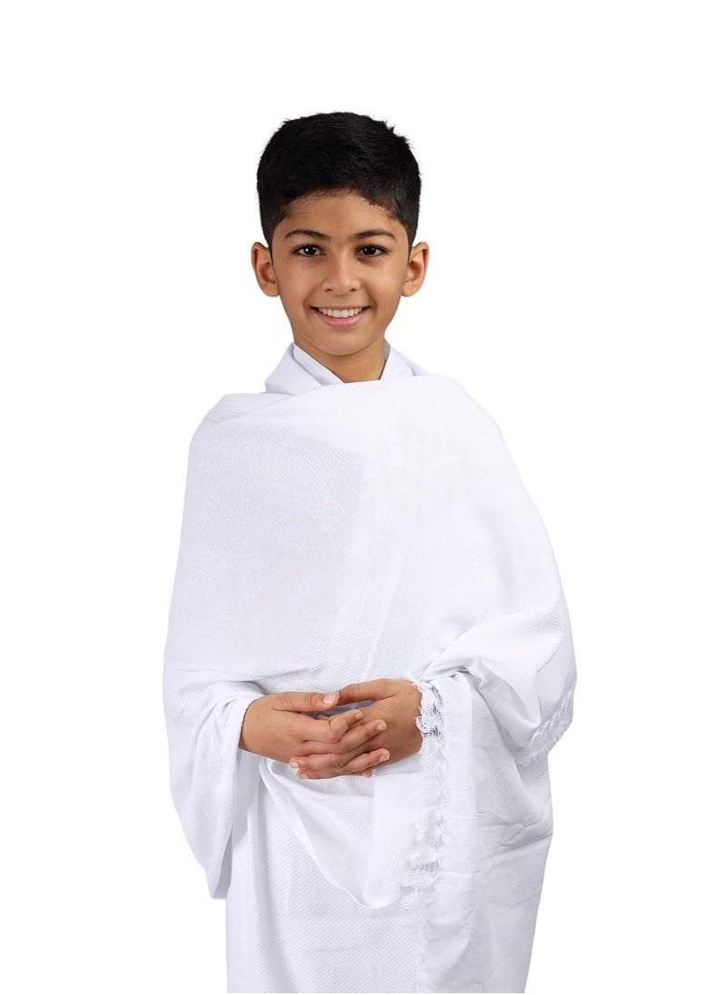 VELMORE Premium 2-Piece Ihram Set - Soft Cotton Hajj & Umrah Pilgrimage Prayer Dress for Boys  - Image 1