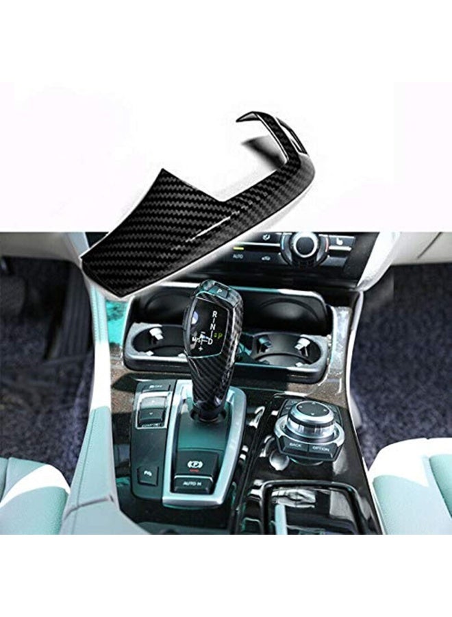 Generic Car Gear Shift Knob Cover Trim Carbon Panel Frame Cove Fiber Sticker Head Trim Fit For Bmw E60 E70 X5 X6 - Image 1