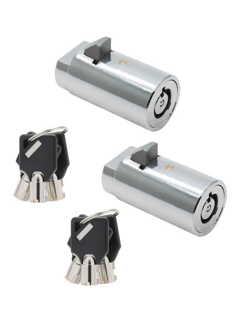 Excefore Vending Machine Lock and Key, 2 Pack Universal Security Soda Machine Lock with Tubular Keyway Fits Most T Handle Locks, Replacement for Coke Snack Candy Machine Lock - Image 1