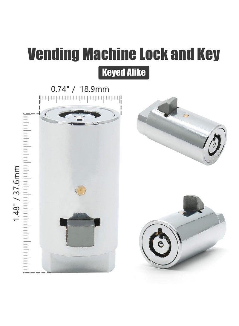 Excefore Vending Machine Lock and Key, 2 Pack Universal Security Soda Machine Lock with Tubular Keyway Fits Most T Handle Locks, Replacement for Coke Snack Candy Machine Lock - Image 3
