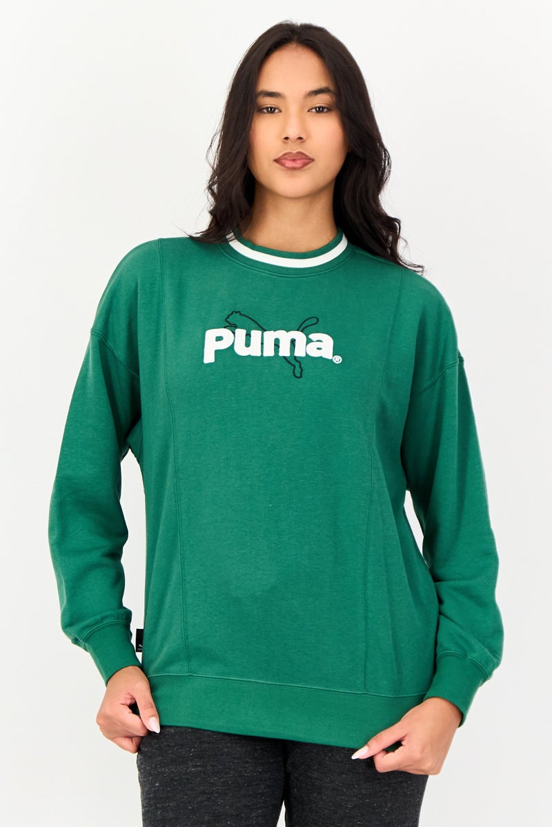 PUMA Women Oversized Fit Long Sleeve Training Sweatshirt, Green - Image 1