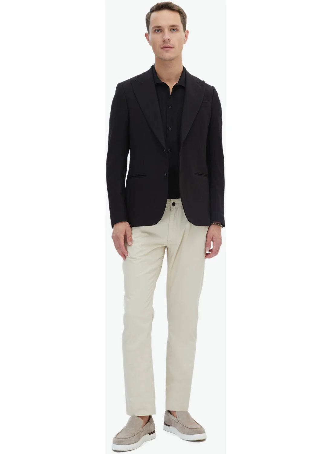 Kip Black Plain Slim Fit Jacket